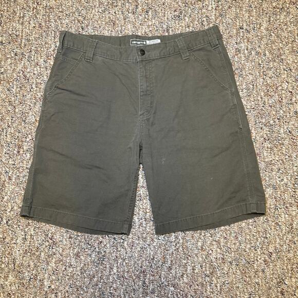 Carhartt Rugged Flex Short 36 Green Relaxed Fit Canvas Utility Work 9'' Inseam - Picture 2 of 8